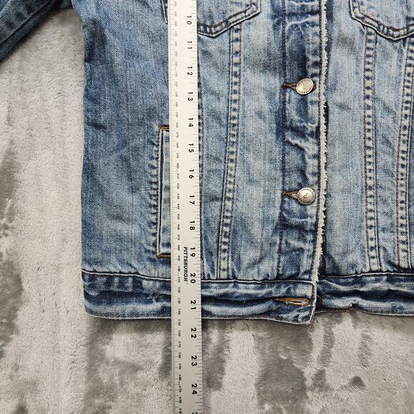 Thread & Supply Jacket Womens M Denim Flannel Lined Sherpa Collar Trucker Casual - Picture 11 of 12